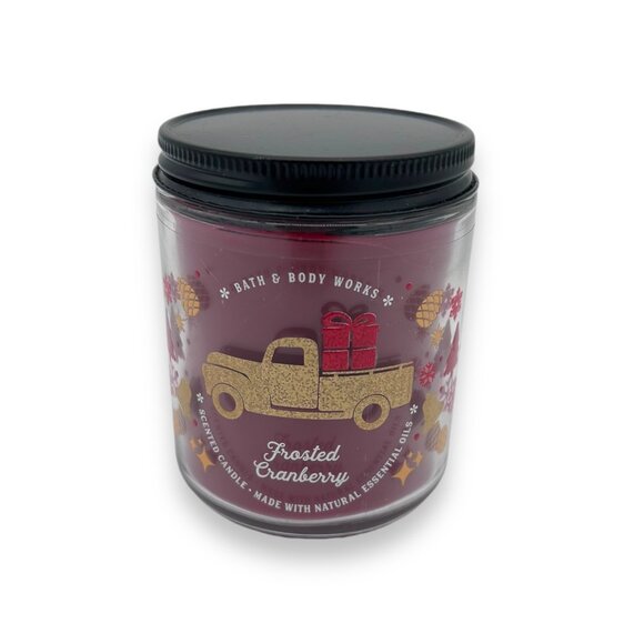 Bath & Body Works Frosted Cranberry Candle 7 Oz With Essential Oils - Picture 1 of 4